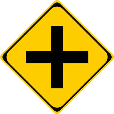 十形道路交差点ありの標識マーク