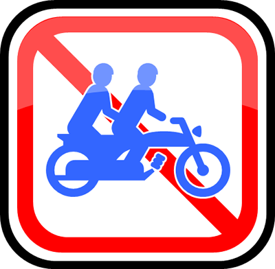 大型自動二輪車及び普通自動二輪車二人乗り通行禁止マーク